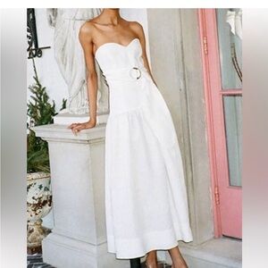 Mara Hoffman Strapless Cream Dress with Waist Ring
